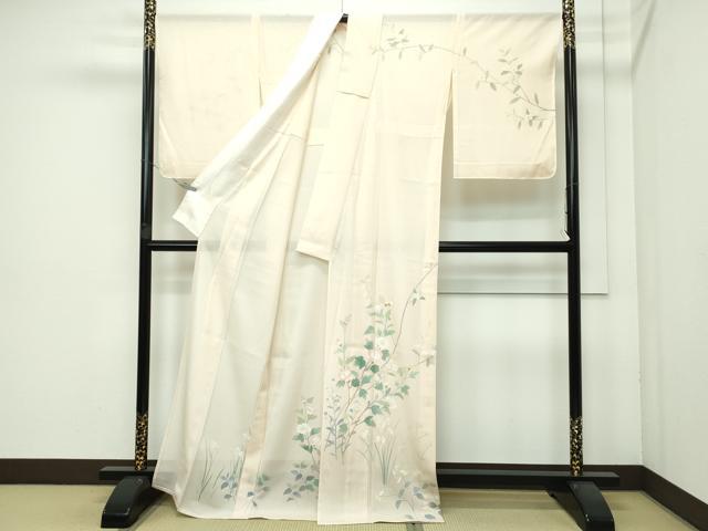 平和屋着物■極上　夏物　訪問着　絽　草花文　浅黄色地　逸品　未使用　CZAA3570s5