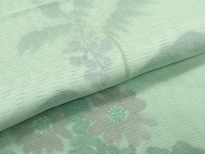 平和屋着物▽極上 訪問着 無双 紗袷 紗×絽 手描き 藤花房 暈し染め 柳茶色地 逸品 CZAA3575s5