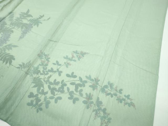 平和屋着物▽極上 訪問着 無双 紗袷 紗×絽 手描き 藤花房 暈し染め 柳茶色地 逸品 CZAA3575s5