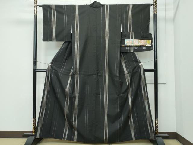 平和屋着物■極上　本場大島紬　泥染め　間道　くぼた謹製　証紙付き　逸品　CZAA3580s5