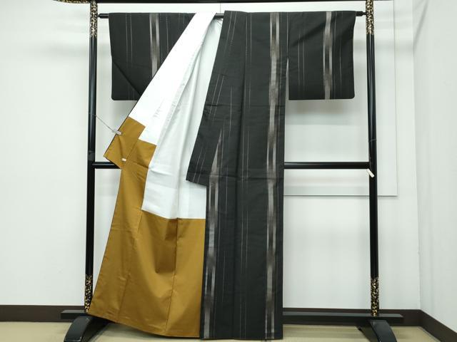 平和屋着物■極上　本場大島紬　泥染め　間道　くぼた謹製　証紙付き　逸品　CZAA3580s5