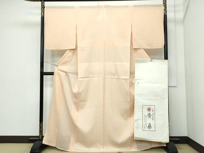 平和屋本店＊極上 夏物 京都祇園の老舗 ぎをん齋藤 色無地 雄黄色 紗 たとう紙付き 逸品 CZAA3584s5