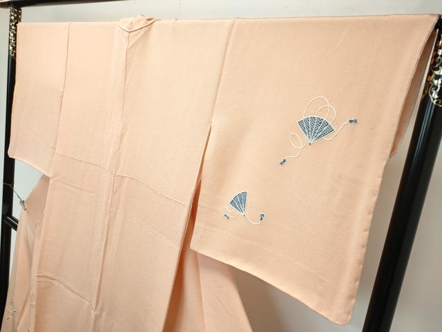 平和屋本店■極上 京都祇園の老舗 ぎをん齋藤 訪問着 中国三大刺繍 相良刺繍 檜扇文 鬼しぼ縮緬 洒落柿色地 たとう紙付き 逸品 CZAA3586s5