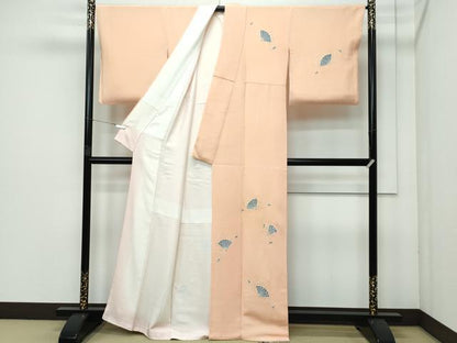 平和屋本店■極上 京都祇園の老舗 ぎをん齋藤 訪問着 中国三大刺繍 相良刺繍 檜扇文 鬼しぼ縮緬 洒落柿色地 たとう紙付き 逸品 CZAA3586s5
