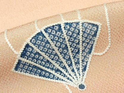 平和屋本店■極上 京都祇園の老舗 ぎをん齋藤 訪問着 中国三大刺繍 相良刺繍 檜扇文 鬼しぼ縮緬 洒落柿色地 たとう紙付き 逸品 CZAA3586s5