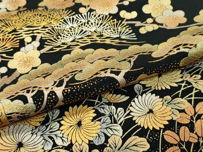 平和屋着物●極上　金彩友禅　卓越技能者・名工・和田光正　黒留袖　草花風景文　金彩　逸品　CZAA3589s5
