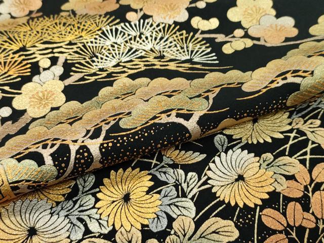 平和屋着物●極上　金彩友禅　卓越技能者・名工・和田光正　黒留袖　草花風景文　金彩　逸品　CZAA3589s5