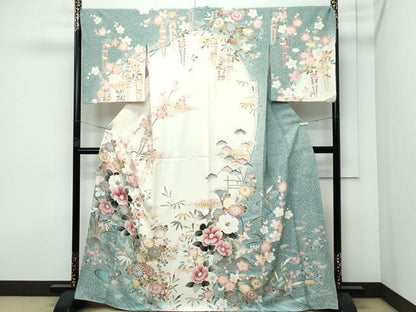 平和屋着物●極上　訪問着　流水草花文　暈し染め　金彩　逸品　CZAA3590s5