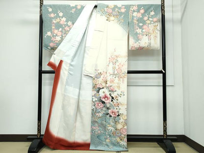 平和屋着物●極上　訪問着　流水草花文　暈し染め　金彩　逸品　CZAA3590s5