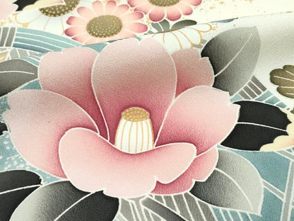 平和屋着物●極上　訪問着　流水草花文　暈し染め　金彩　逸品　CZAA3590s5