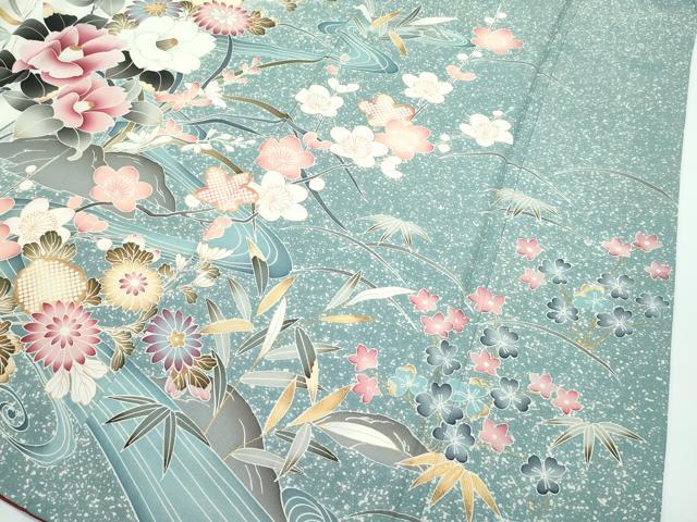 平和屋着物●極上　訪問着　流水草花文　暈し染め　金彩　逸品　CZAA3590s5