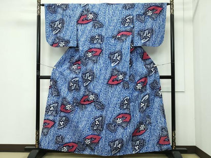平和屋着物∴極上 夏物 浴衣 有松鳴海絞り 扇面花文 綿 逸品 CZAA3595s5