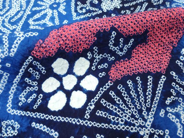 平和屋着物∴極上 夏物 浴衣 有松鳴海絞り 扇面花文 綿 逸品 CZAA3595s5