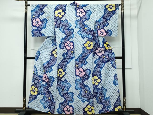 平和屋着物∴極上 夏物 浴衣 有松鳴海絞り 草花文 綿 逸品 CZAA3596s5