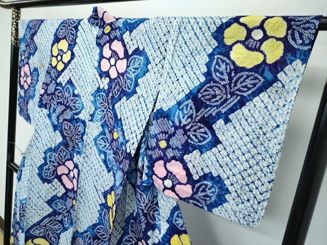 平和屋着物∴極上 夏物 浴衣 有松鳴海絞り 草花文 綿 逸品 CZAA3596s5