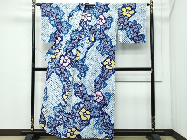 平和屋着物∴極上 夏物 浴衣 有松鳴海絞り 草花文 綿 逸品 CZAA3596s5