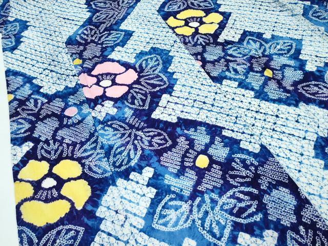 平和屋着物∴極上 夏物 浴衣 有松鳴海絞り 草花文 綿 逸品 CZAA3596s5