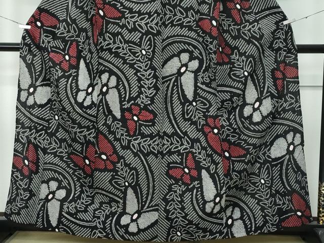 平和屋着物∴極上 夏物 浴衣 有松鳴海絞り 舞蝶文 黒地 綿 逸品 未使用 CZAA3598s5