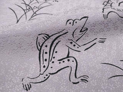 平和屋着物●上質な長襦袢　無双仕立て　鳥獣戯画　江戸鼠色地　逸品　未使用　CZAA3607s5