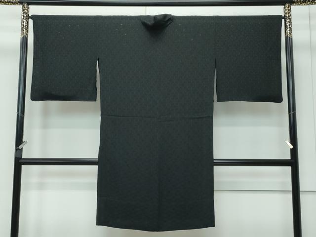 平和屋着物▽極上 道中着 ロング丈 スリーシーズン 春夏秋 塵除け 花紋紗 黒地 逸品 CZAA3609s5