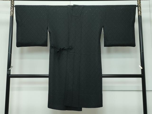 平和屋着物▽極上 道中着 ロング丈 スリーシーズン 春夏秋 塵除け 花紋紗 黒地 逸品 CZAA3609s5