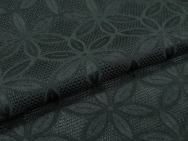 平和屋着物▽極上 道中着 ロング丈 スリーシーズン 春夏秋 塵除け 花紋紗 黒地 逸品 CZAA3609s5