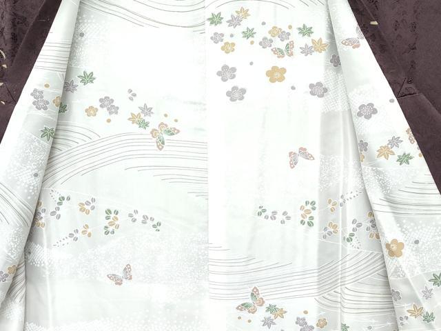平和屋着物■極上　道行コート　ロング丈　舞花弁　黒鳶色地　ほていや扱い　逸品　CZAA3610s5