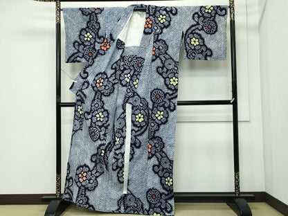 平和屋着物■極上　夏物　浴衣　有松鳴海絞り　花繋ぎ　綿　逸品　CZAA3617s5