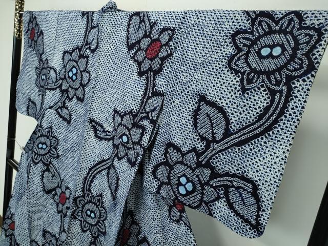 平和屋着物∴極上 夏物 浴衣 有松鳴海絞り 草花文 綿 逸品 CZAA3618s5