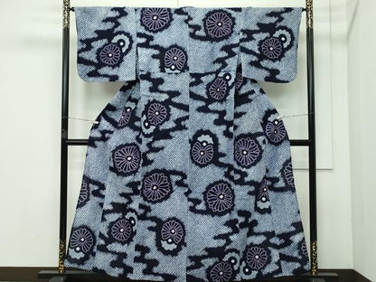 平和屋着物∴極上 夏物 浴衣 有松鳴海絞り 霞花文 綿 逸品 CZAA3619s5