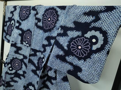 平和屋着物∴極上 夏物 浴衣 有松鳴海絞り 霞花文 綿 逸品 CZAA3619s5