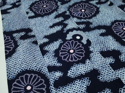 平和屋着物∴極上 夏物 浴衣 有松鳴海絞り 霞花文 綿 逸品 CZAA3619s5