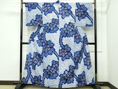 平和屋着物∴極上 夏物 浴衣 有松鳴海絞り 流水草花文 綿 逸品 CZAA3620s5