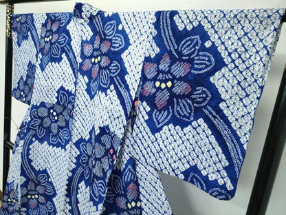 平和屋着物∴極上 夏物 浴衣 有松鳴海絞り 流水草花文 綿 逸品 CZAA3620s5