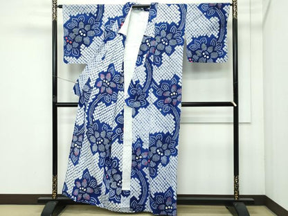 平和屋着物∴極上 夏物 浴衣 有松鳴海絞り 流水草花文 綿 逸品 CZAA3620s5
