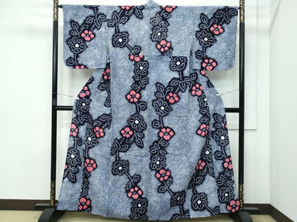 平和屋着物∴極上 夏物 浴衣 有松鳴海絞り 草花文 綿 逸品 未使用 CZAA3621s5