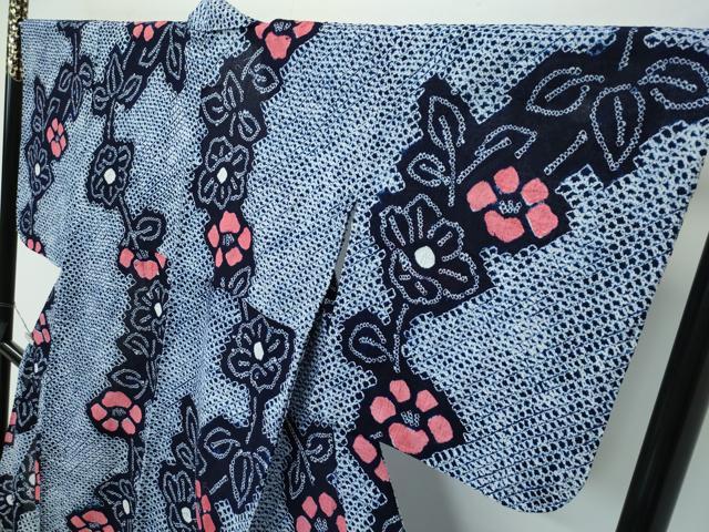 平和屋着物∴極上 夏物 浴衣 有松鳴海絞り 草花文 綿 逸品 未使用 CZAA3621s5