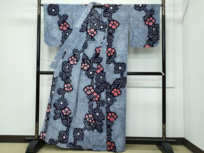平和屋着物∴極上 夏物 浴衣 有松鳴海絞り 草花文 綿 逸品 未使用 CZAA3621s5