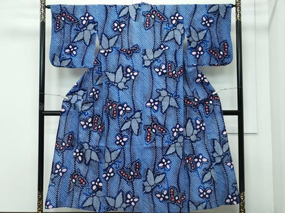 平和屋着物∴極上 夏物 浴衣 有松鳴海絞り 舞蝶文 綿 逸品 CZAA3624s5