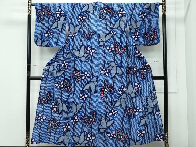 平和屋着物∴極上 夏物 浴衣 有松鳴海絞り 舞蝶文 綿 逸品 CZAA3624s5