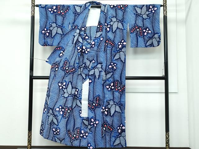 平和屋着物∴極上 夏物 浴衣 有松鳴海絞り 舞蝶文 綿 逸品 CZAA3624s5