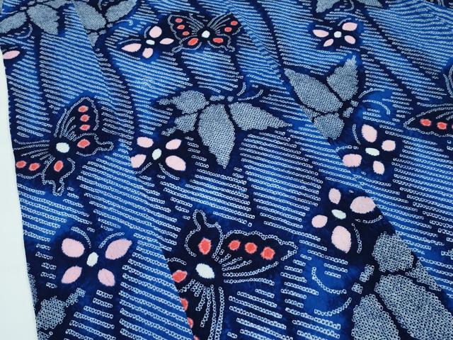 平和屋着物∴極上 夏物 浴衣 有松鳴海絞り 舞蝶文 綿 逸品 CZAA3624s5