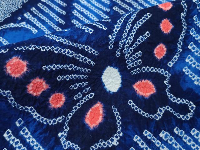 平和屋着物∴極上 夏物 浴衣 有松鳴海絞り 舞蝶文 綿 逸品 CZAA3624s5