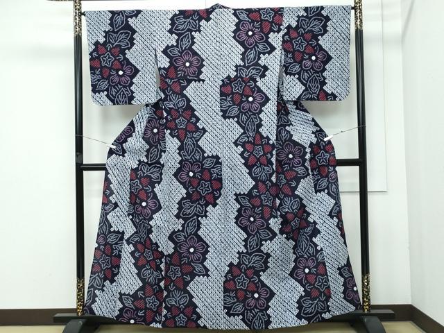 平和屋着物∴極上 夏物 浴衣 有松鳴海絞り 草花文 綿 逸品 CZAA3625s5