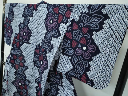 平和屋着物∴極上 夏物 浴衣 有松鳴海絞り 草花文 綿 逸品 CZAA3625s5