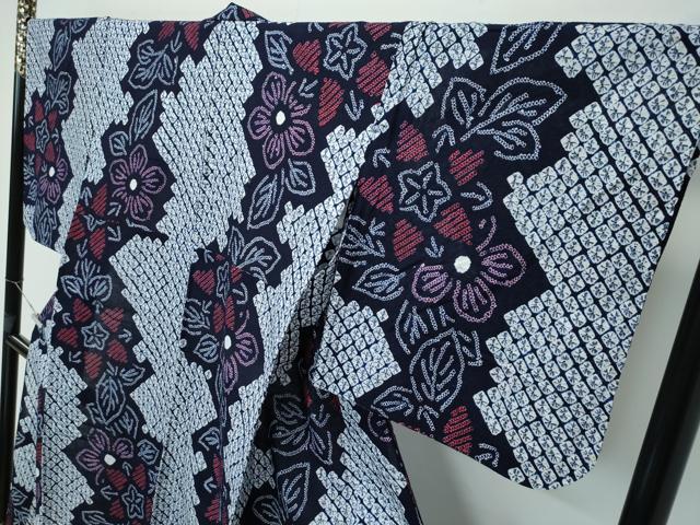 平和屋着物∴極上 夏物 浴衣 有松鳴海絞り 草花文 綿 逸品 CZAA3625s5