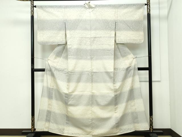 平和屋着物＊極上　夏物　小紋　花唐草紋紗　横段文　逸品　CZAA5777s6