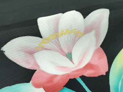 平和屋着物■極上　夏物　訪問着　絽　草花文　黒地　逸品　未使用　CZAA3638s5