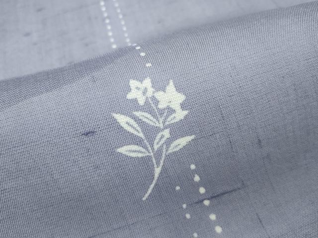 平和屋着物＊極上 夏物 絹芭蕉 夏芭蕉 伝統工芸士 白川貞夫 草花文 紫鼠色地 十日町白新染織謹製 証紙付き 逸品 CZAA3639s5