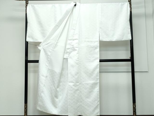 平和屋着物■極上 男性 色無地 紋付き羽織セット キングサイズ 白地 花菱地紋 舞台衣装 洗える着物 逸品 CZAA3651s5
